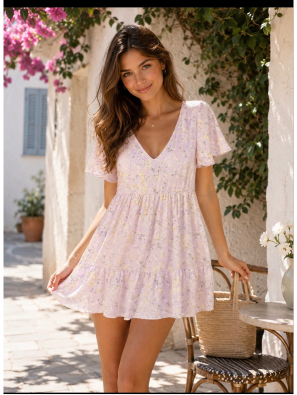 Women's CARAMELA Lavender Floral Mini Dress L